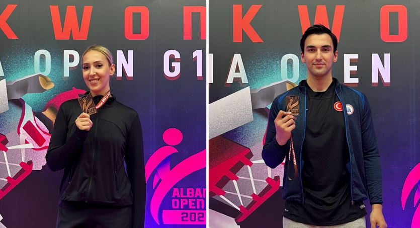 Taekwondoda Esra ve Berat, Arnavutluk Open'da bronz madalya kazandı